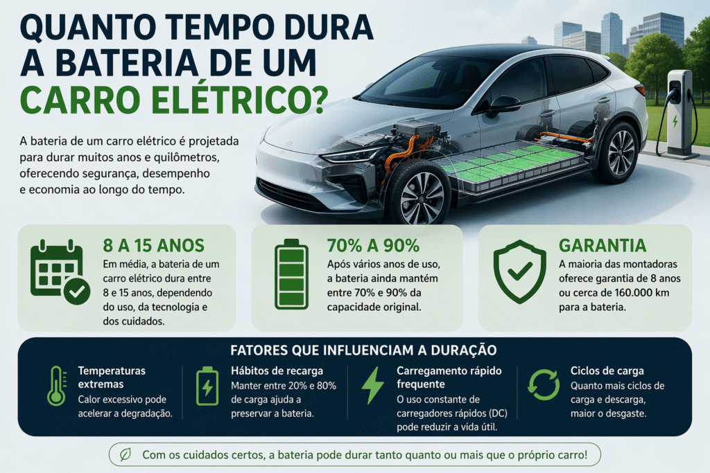 Quanto tempo dura a bateria de um carro elétrico?